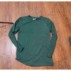 Thermajohn Mens T Shirt Solid Green XL Polyester Long Sleeve Crew Neck